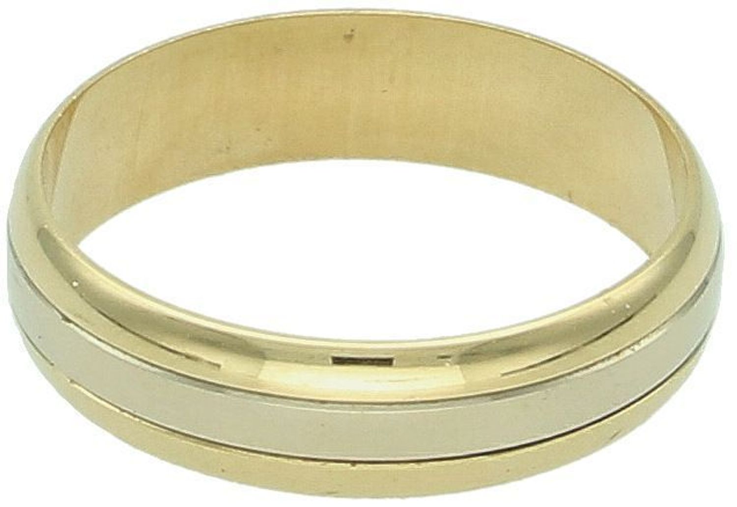 Złota obrączka damska 585 półokrągła 5 mm z białym paskiem  Żółte i białe złoto.jpg